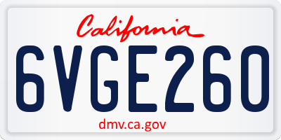 CA license plate 6VGE260
