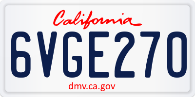 CA license plate 6VGE270