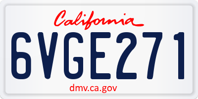 CA license plate 6VGE271