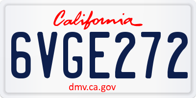 CA license plate 6VGE272