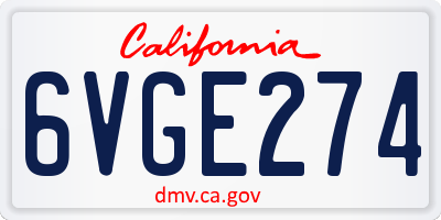 CA license plate 6VGE274