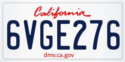 CA license plate 6VGE276