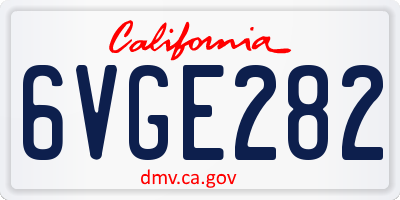 CA license plate 6VGE282