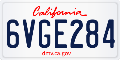 CA license plate 6VGE284
