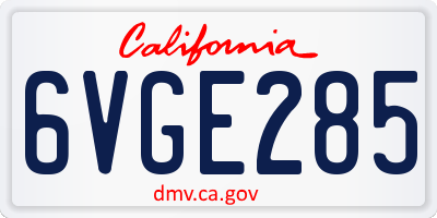 CA license plate 6VGE285