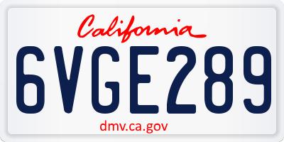 CA license plate 6VGE289