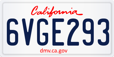 CA license plate 6VGE293