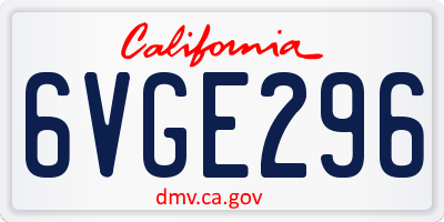 CA license plate 6VGE296