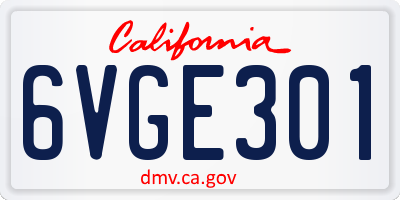 CA license plate 6VGE301