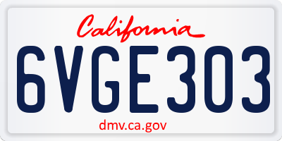 CA license plate 6VGE303