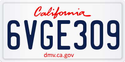 CA license plate 6VGE309