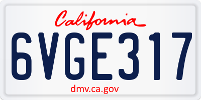 CA license plate 6VGE317