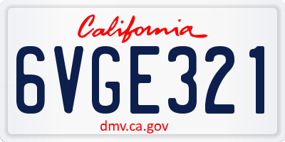 CA license plate 6VGE321