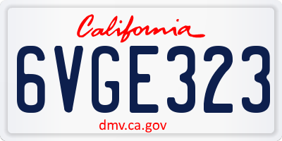 CA license plate 6VGE323