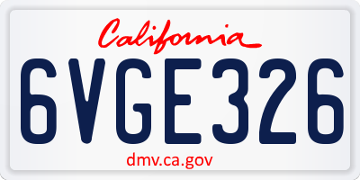 CA license plate 6VGE326
