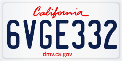 CA license plate 6VGE332