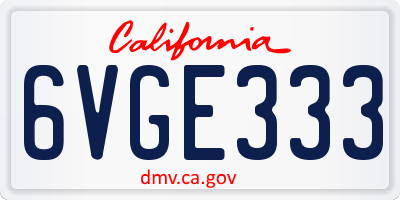 CA license plate 6VGE333
