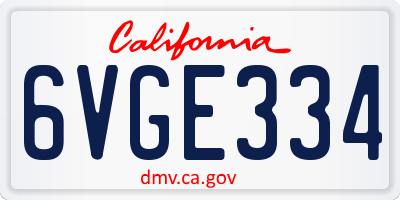 CA license plate 6VGE334