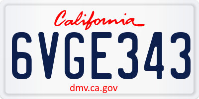 CA license plate 6VGE343