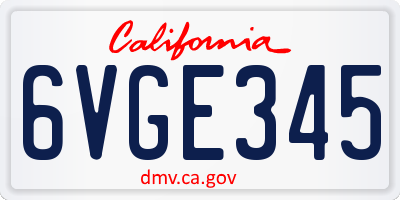 CA license plate 6VGE345