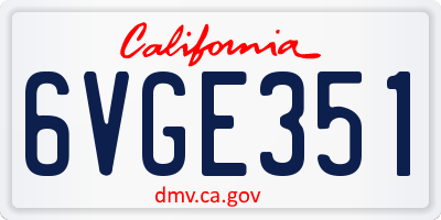 CA license plate 6VGE351