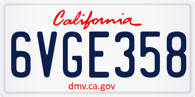 CA license plate 6VGE358