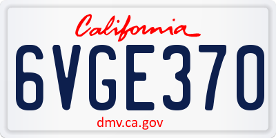 CA license plate 6VGE370