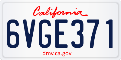CA license plate 6VGE371