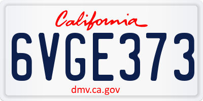CA license plate 6VGE373