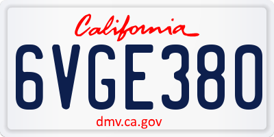 CA license plate 6VGE380