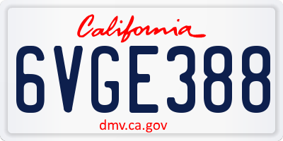 CA license plate 6VGE388