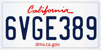 CA license plate 6VGE389