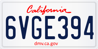 CA license plate 6VGE394