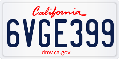 CA license plate 6VGE399