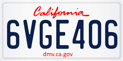 CA license plate 6VGE406