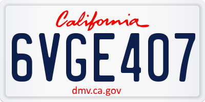 CA license plate 6VGE407