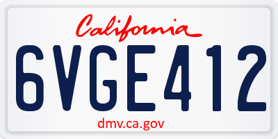 CA license plate 6VGE412