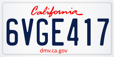 CA license plate 6VGE417