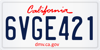 CA license plate 6VGE421