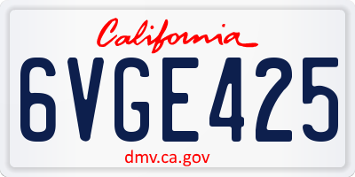 CA license plate 6VGE425