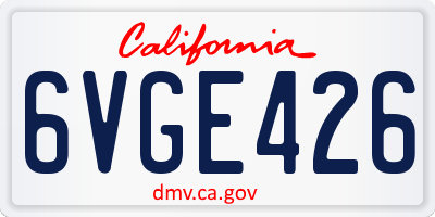 CA license plate 6VGE426