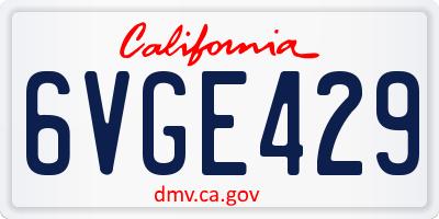CA license plate 6VGE429