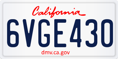 CA license plate 6VGE430