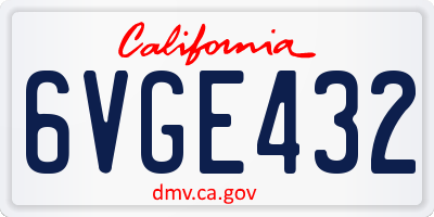 CA license plate 6VGE432