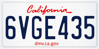 CA license plate 6VGE435