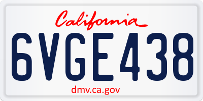 CA license plate 6VGE438