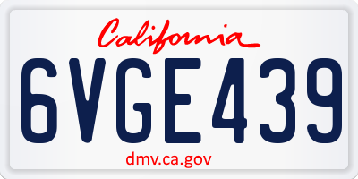 CA license plate 6VGE439