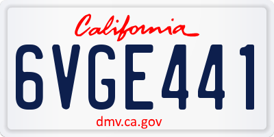 CA license plate 6VGE441