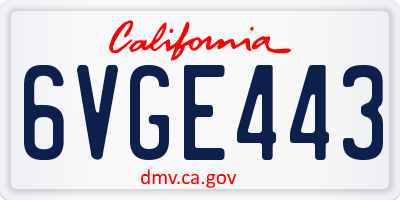 CA license plate 6VGE443