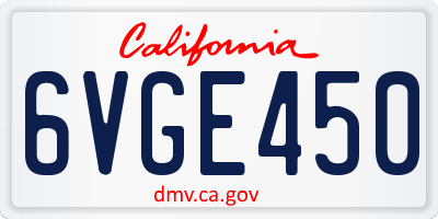 CA license plate 6VGE450